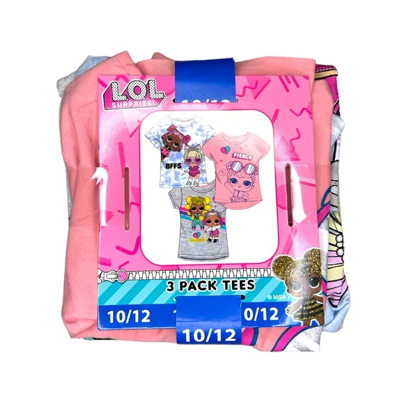 L.O.L. Surprise! Other - L.O.L. Surprise! Girls 3 Tee Pack Size 10/12